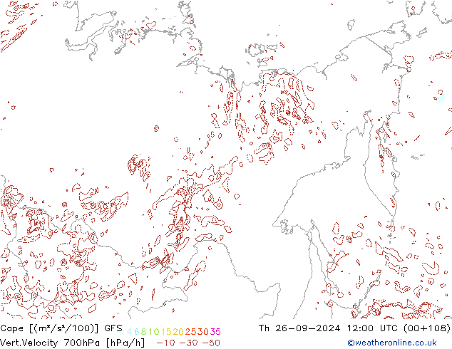 Cape GFS gio 26.09.2024 12 UTC