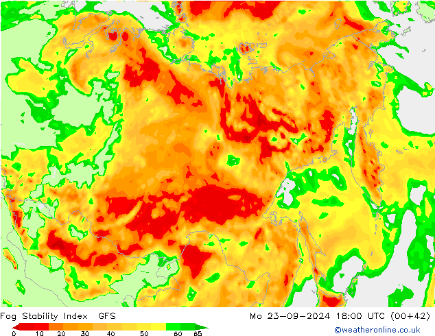 Fog Stability Index GFS Mo 23.09.2024 18 UTC