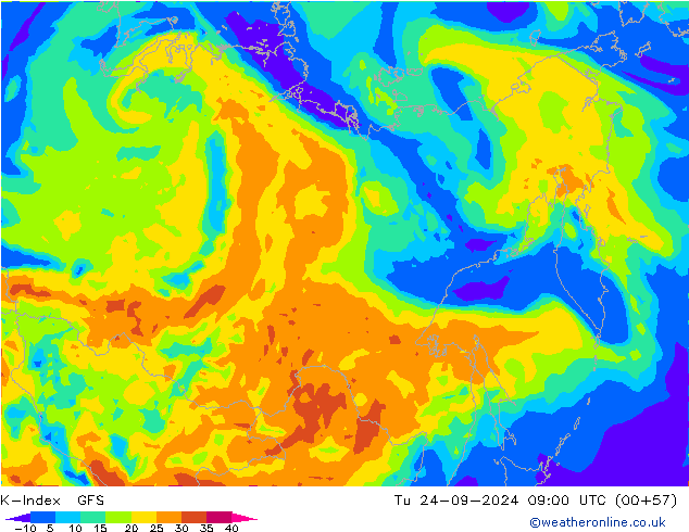 K-İndeksi GFS Sa 24.09.2024 09 UTC