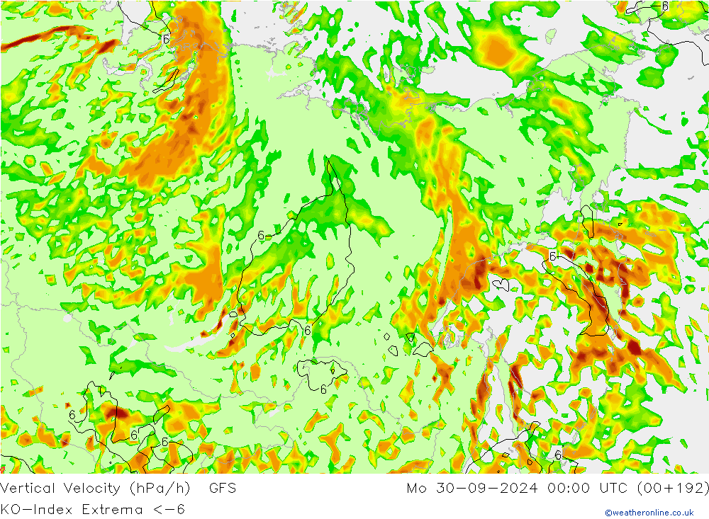 Convection-Index GFS Seg 30.09.2024 00 UTC