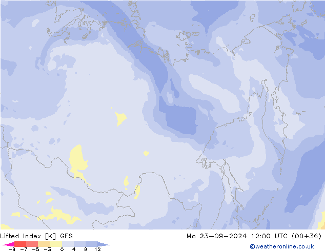 Lifted Index GFS ma 23.09.2024 12 UTC