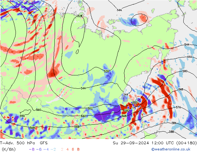 T-Adv. 500 hPa GFS Su 29.09.2024 12 UTC