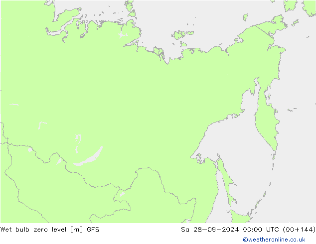 Wet bulb zero level GFS Sa 28.09.2024 00 UTC