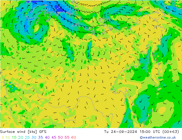 Vento 10 m GFS mar 24.09.2024 15 UTC