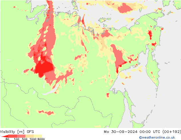 Dohlednost GFS Po 30.09.2024 00 UTC