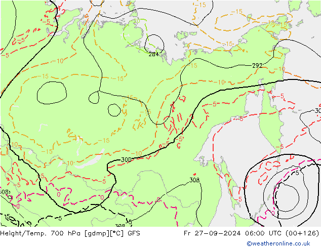 Height/Temp. 700 hPa GFS Sex 27.09.2024 06 UTC