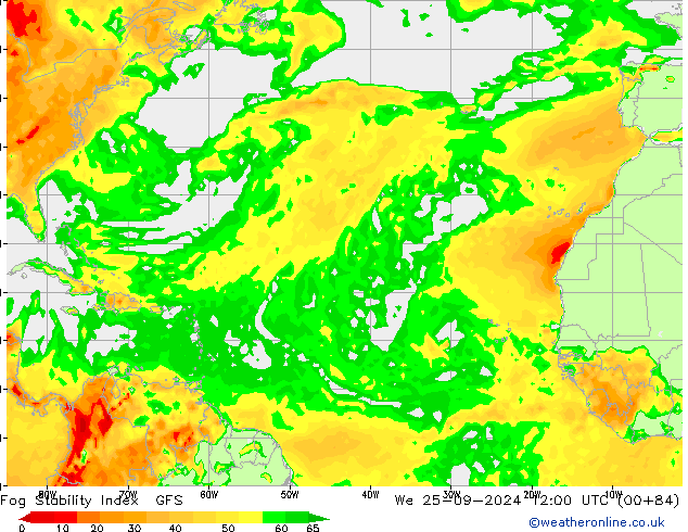 Fog Stability Index GFS ср 25.09.2024 12 UTC