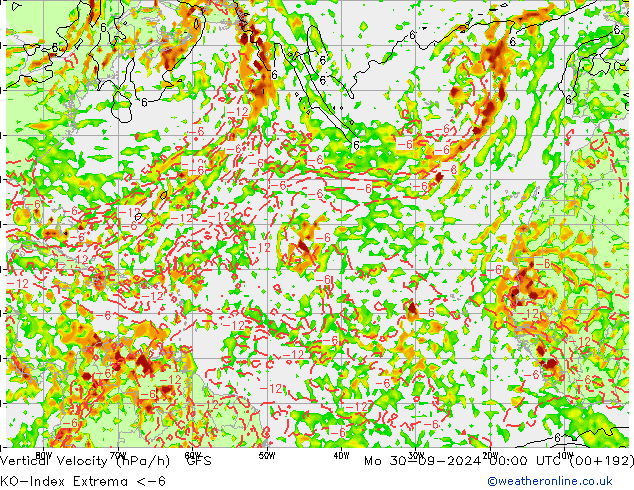 Konveksiyon - İndeks GFS Pzt 30.09.2024 00 UTC