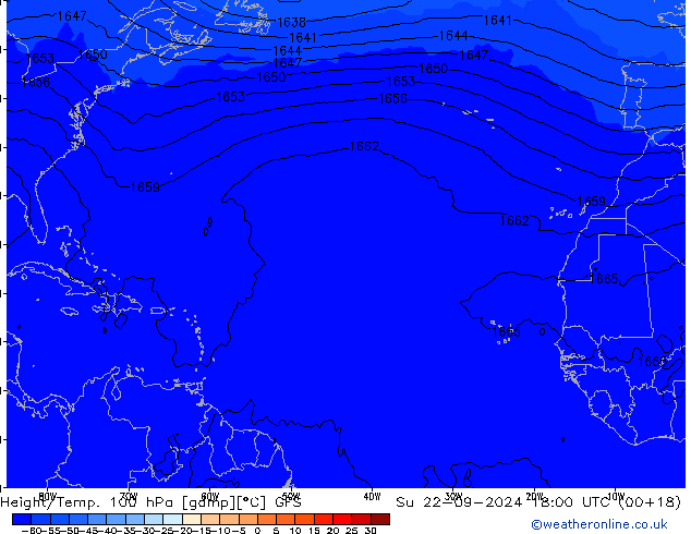 Height/Temp. 100 hPa GFS dom 22.09.2024 18 UTC