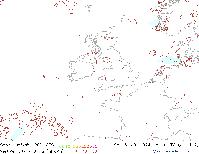 Cape GFS Sa 28.09.2024 18 UTC