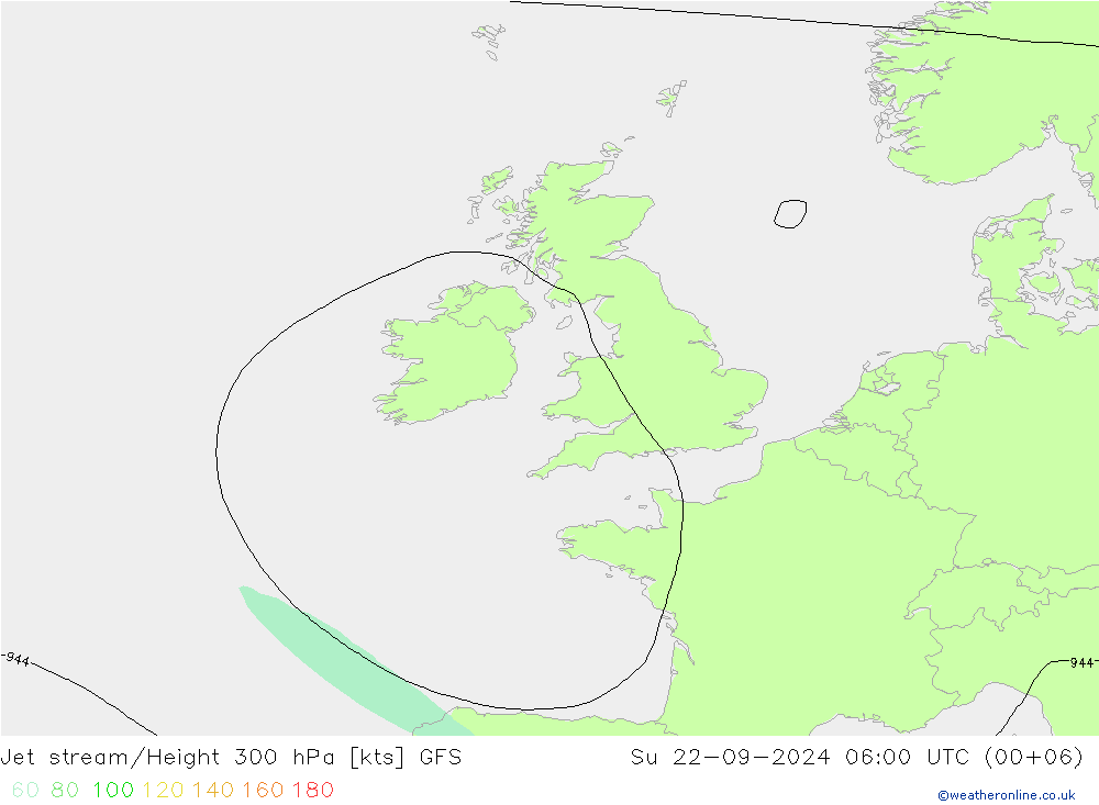 Corrente a getto GFS dom 22.09.2024 06 UTC