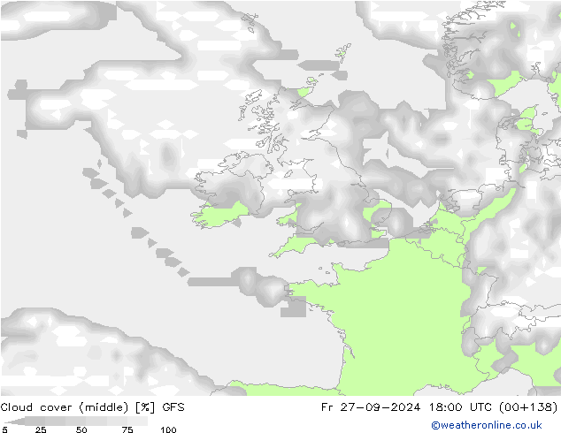 Bewolking (Middelb.) GFS vr 27.09.2024 18 UTC