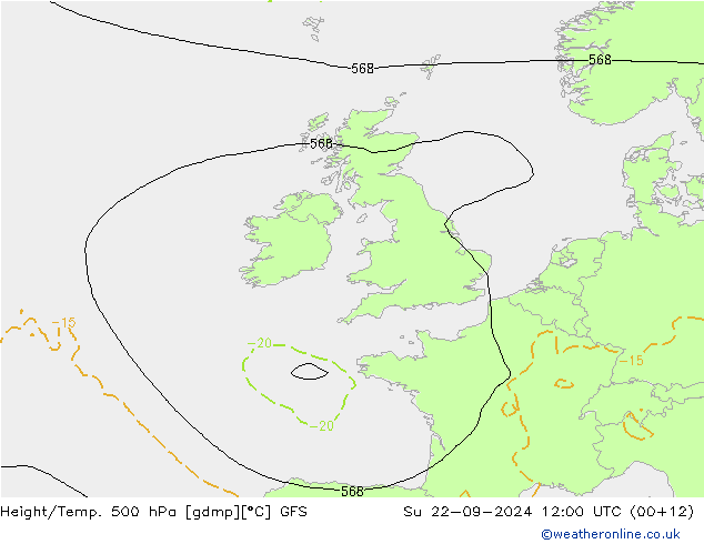 Z500/Regen(+SLP)/Z850 GFS zo 22.09.2024 12 UTC