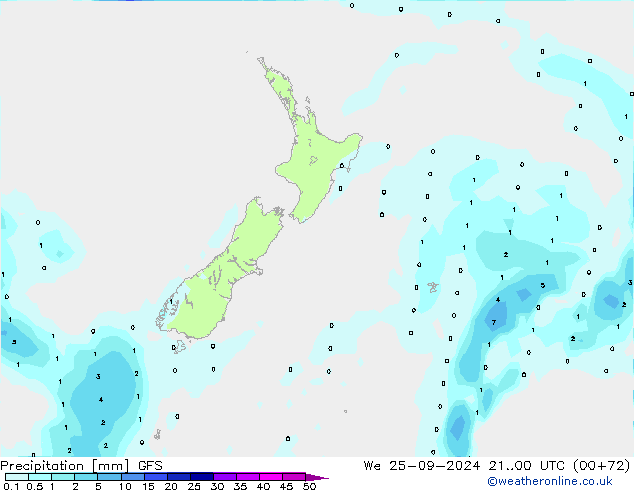 Srážky GFS St 25.09.2024 00 UTC