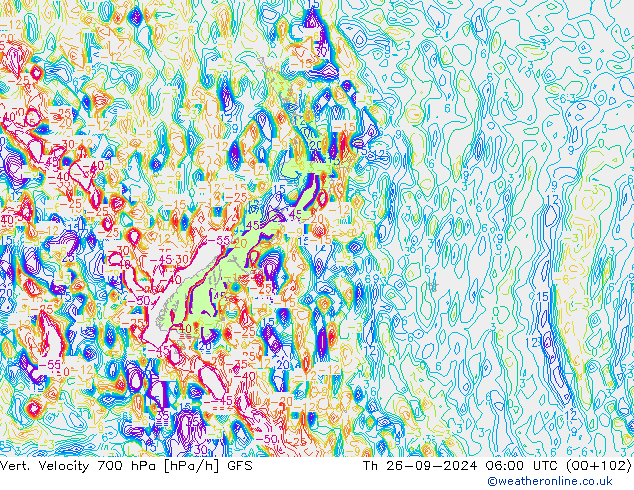 Vert. Velocity 700 hPa GFS Th 26.09.2024 06 UTC