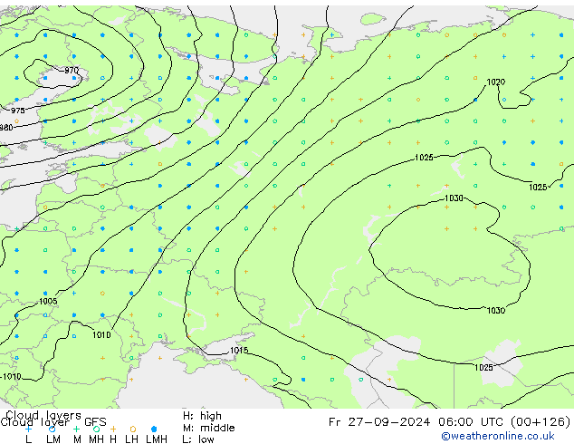 Cloud layer GFS Pá 27.09.2024 06 UTC