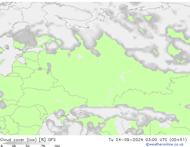 Bewolking (Laag) GFS di 24.09.2024 03 UTC