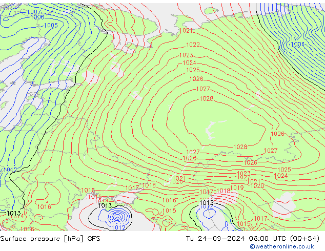 GFS: Út 24.09.2024 06 UTC