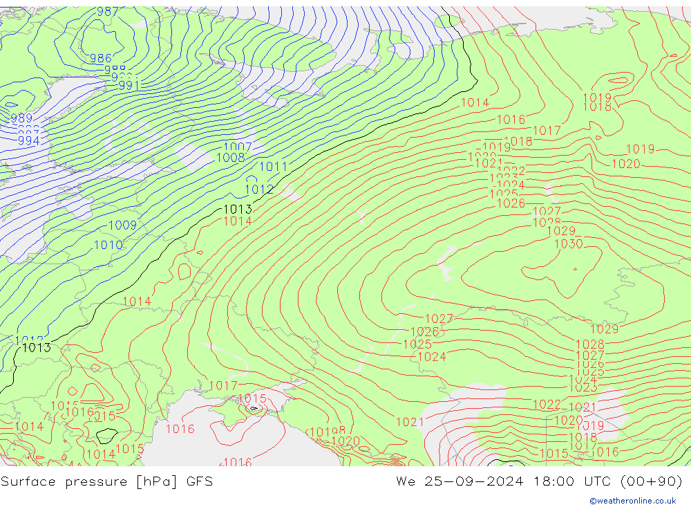 приземное давление GFS ср 25.09.2024 18 UTC