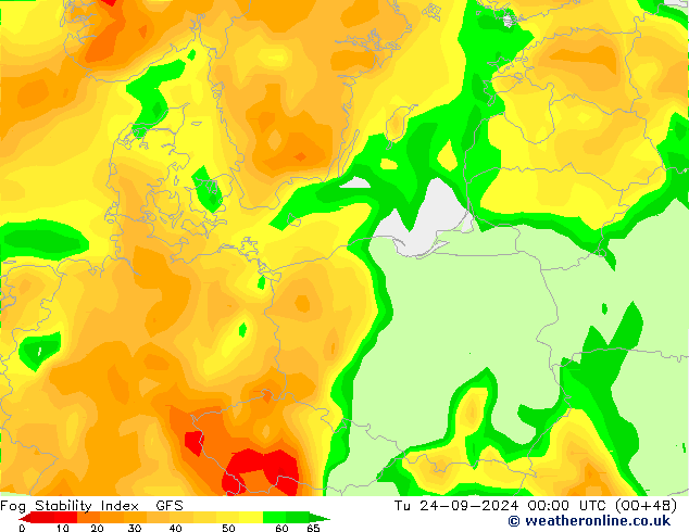 Fog Stability Index GFS Tu 24.09.2024 00 UTC