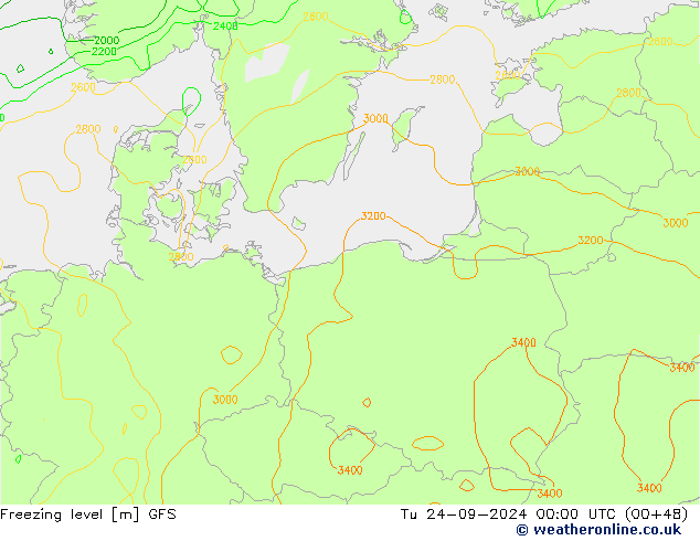 Frostgrenze GFS Di 24.09.2024 00 UTC