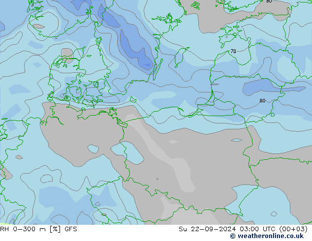 RH 0-300 m GFS Su 22.09.2024 03 UTC