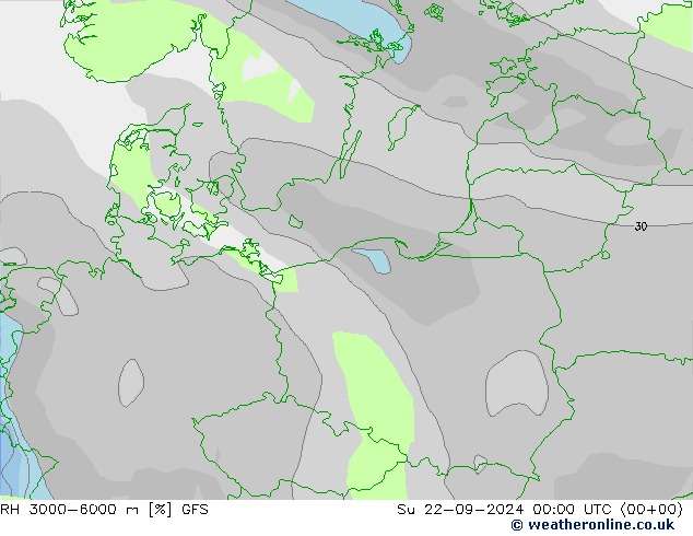 RH 3000-6000 m GFS Su 22.09.2024 00 UTC