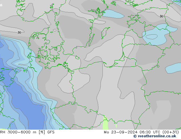 RH 3000-6000 m GFS Mo 23.09.2024 06 UTC