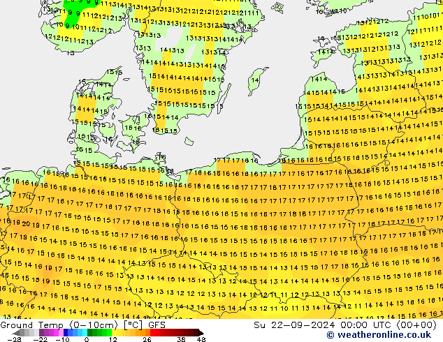 Ground Temp (0-10cm) GFS Su 22.09.2024 00 UTC