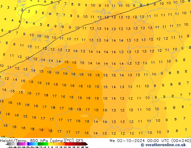 Z500/Rain (+SLP)/Z850 GFS We 02.10.2024 00 UTC