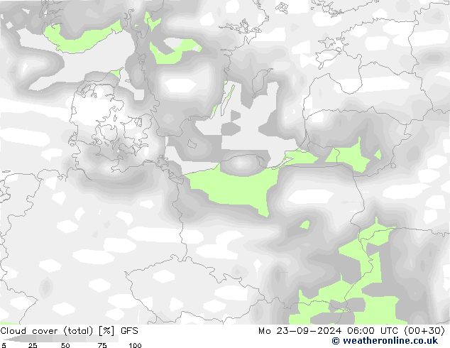 nuvens (total) GFS Seg 23.09.2024 06 UTC