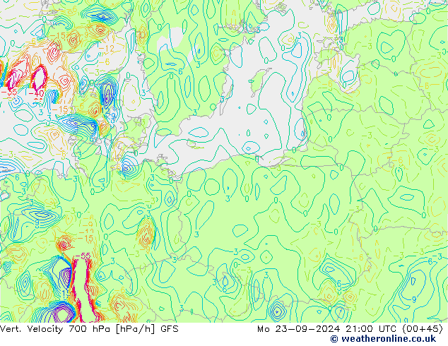 Vert. Velocity 700 hPa GFS Seg 23.09.2024 21 UTC