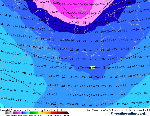 Height/Temp. 500 hPa GFS Su 29.09.2024 06 UTC