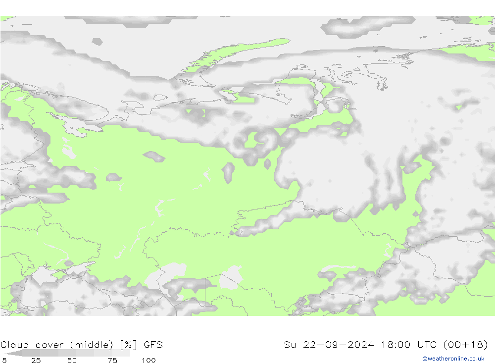 Bewolking (Middelb.) GFS zo 22.09.2024 18 UTC