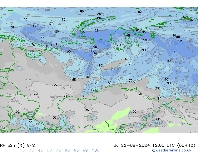 RH 2m GFS Dom 22.09.2024 12 UTC