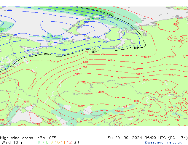 High wind areas GFS Su 29.09.2024 06 UTC