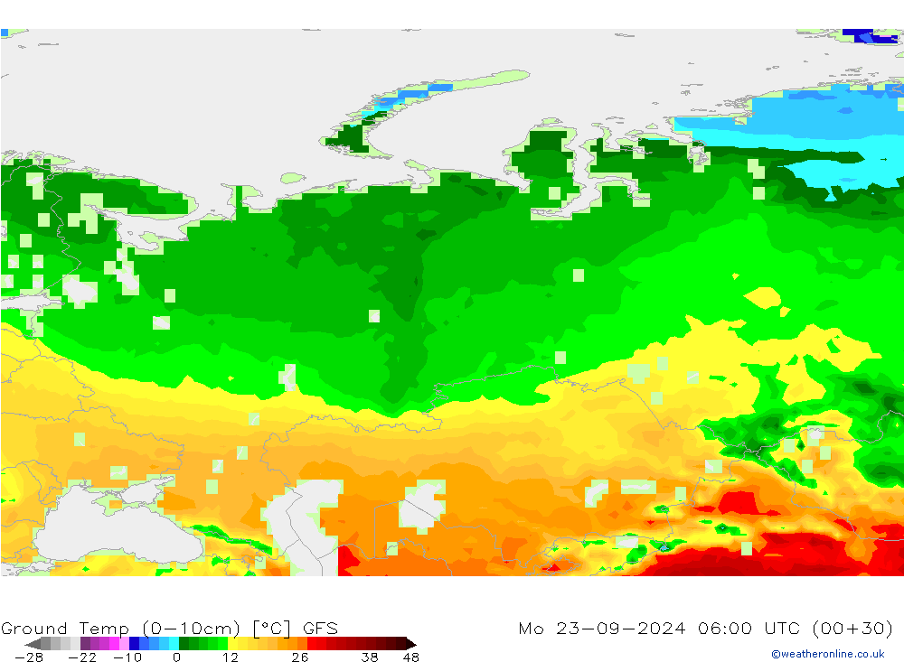 Temperatur 0-10 cm GFS Mo 23.09.2024 06 UTC