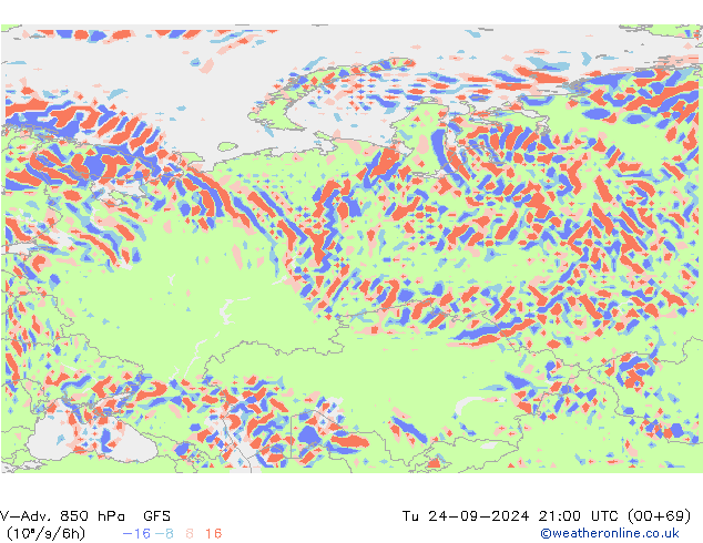 V-Adv. 850 hPa GFS di 24.09.2024 21 UTC