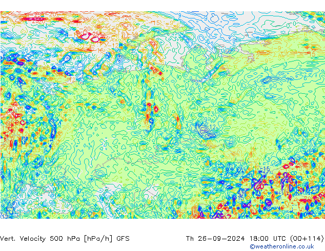 Vert. Velocity 500 hPa GFS gio 26.09.2024 18 UTC