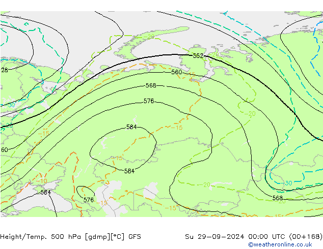 Z500/Regen(+SLP)/Z850 GFS zo 29.09.2024 00 UTC