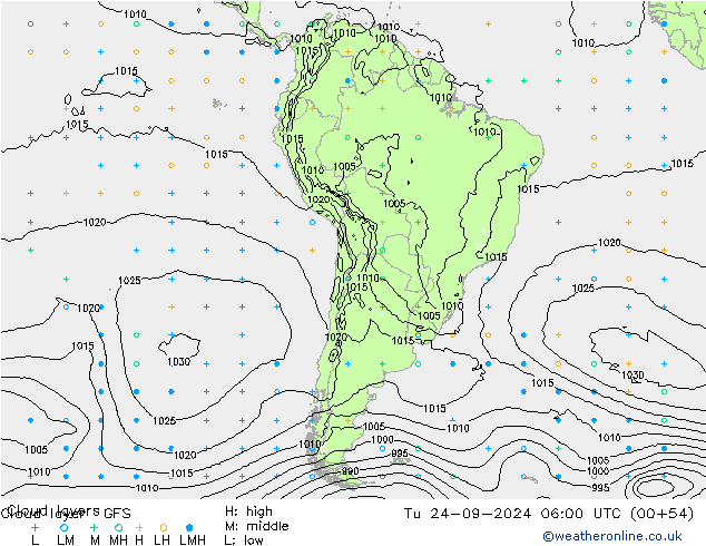 Cloud layer GFS Tu 24.09.2024 06 UTC