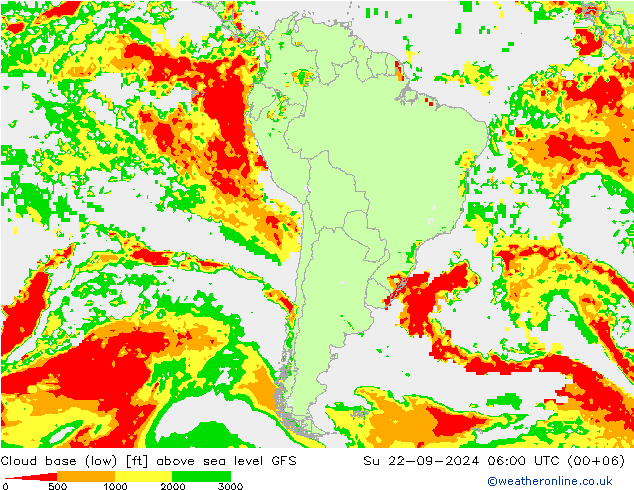 Cloud base (low) GFS dom 22.09.2024 06 UTC