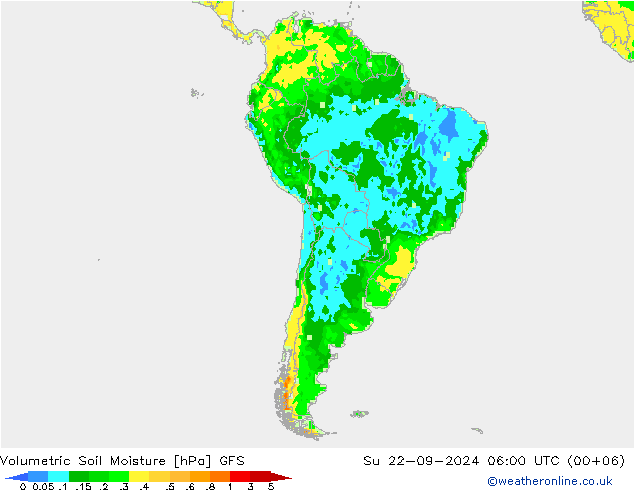 Volumetric Soil Moisture GFS dom 22.09.2024 06 UTC