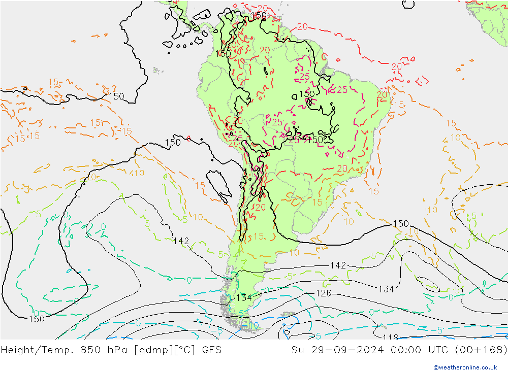 Height/Temp. 850 hPa GFS Dom 29.09.2024 00 UTC