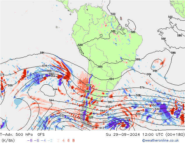 T-Adv. 500 hPa GFS Paz 29.09.2024 12 UTC