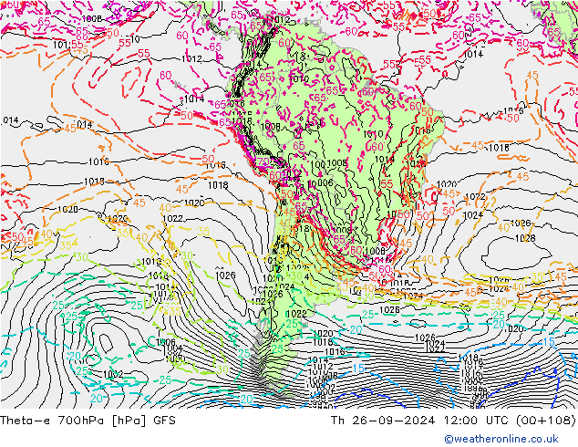 Theta-e 700hPa GFS Qui 26.09.2024 12 UTC