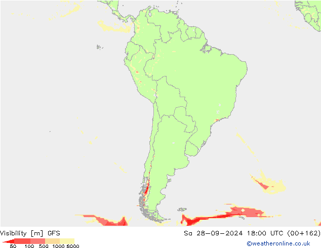 Dohlednost GFS So 28.09.2024 18 UTC