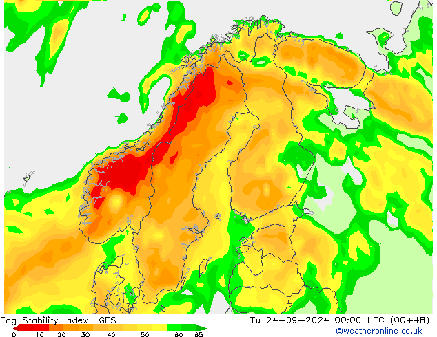 Fog Stability Index GFS Di 24.09.2024 00 UTC