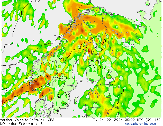 Konveksiyon - İndeks GFS Sa 24.09.2024 00 UTC