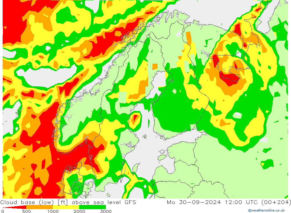 Cloud base (low) GFS Сентябрь 2024